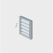A diagram of a louvered window with arrows indicating the direction of the slats' movement for natural ventilation control.