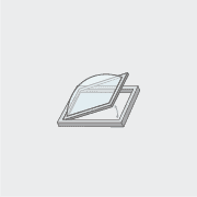 A small, white, rectangular window with a dome cover is depicted, illustrated in a minimalistic style, featuring advanced window actuators for seamless operation.