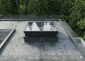 AOV Roof Hatch closed on top of a roof